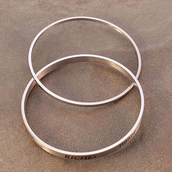 New Word Affirming Abundant Life Bracelet Silver Double Bangle Bracelet - Picture 7 of 9